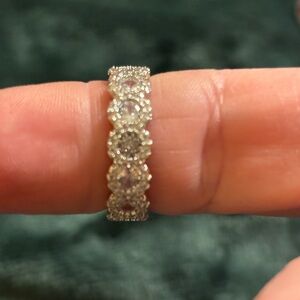 Moissanite Sterling Silver Eternity Band
